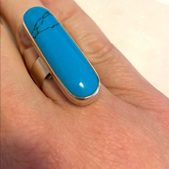Turquoise and .925 sterling silver ring - Picture 5 of 6